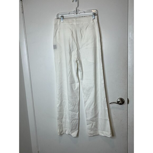 Jenni Kayne Riley Linen Blend Pleated Front Relaxed Fit Trouser Pants White Sz 4 - Picture 7 of 13